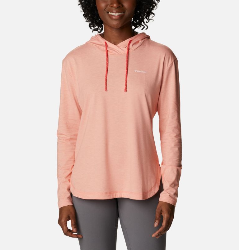 Thumbnail: Women's Sun Trek Hooded Pullover, Color: Coral Reef Heather, image 1