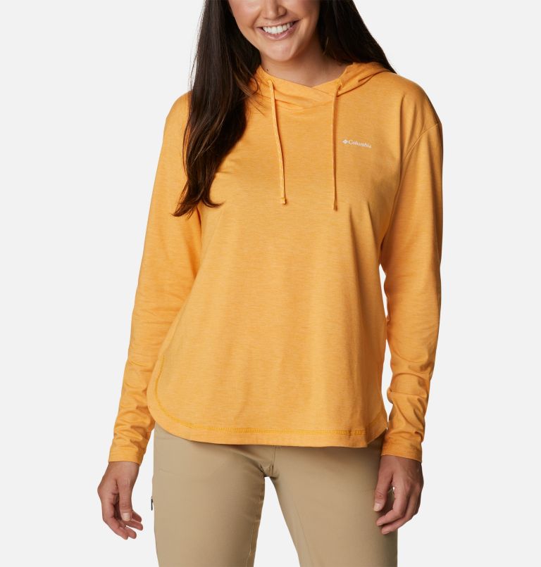 Women's Sun Trek Hooded Pullover, Color: Mango Heather