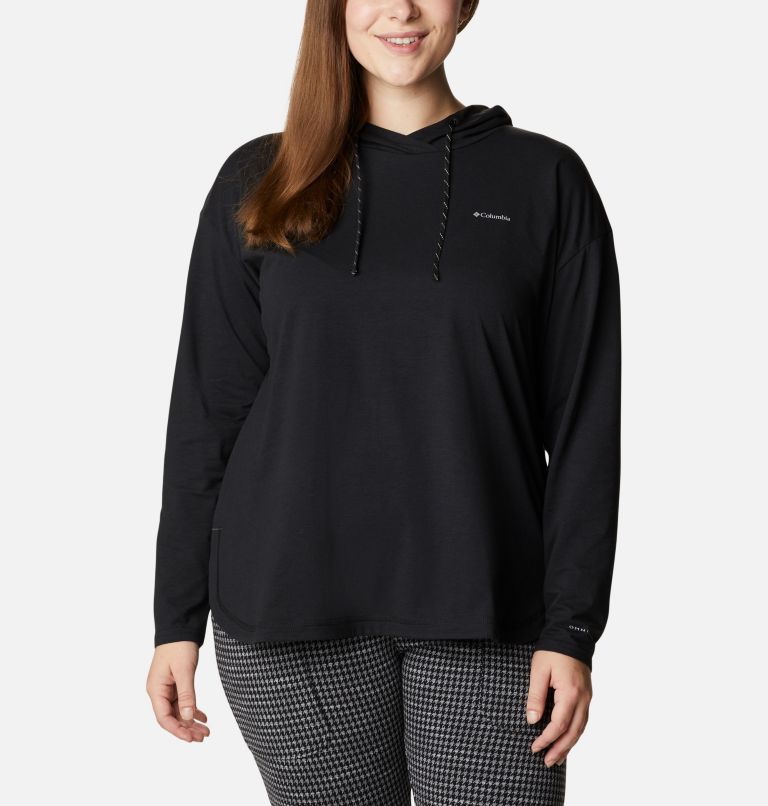 Women's Sun Trek Hooded Pullover - Plus Size, Color: Black