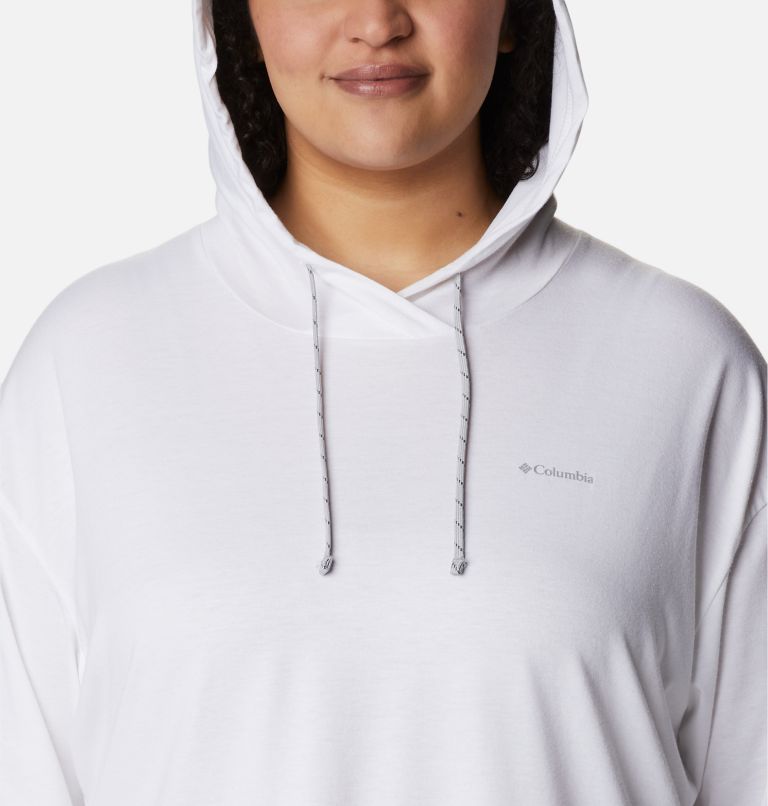 Thumbnail: Women's Sun Trek Hooded Pullover - Plus Size, Color: White, image 4