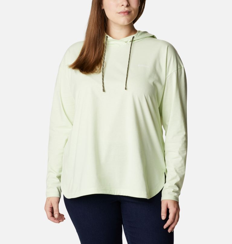 Women's Sun Trek Hooded Pullover - Plus Size, Color: Light Lime, image 1