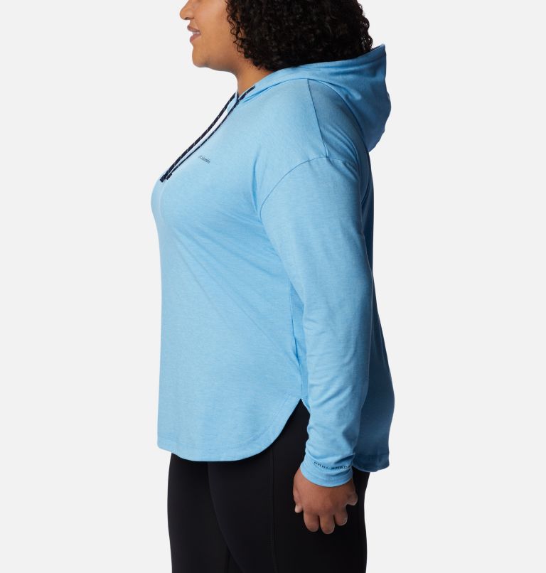 Thumbnail: Women's Sun Trek Hooded Pullover - Plus Size, Color: Vista Blue Heather, image 3
