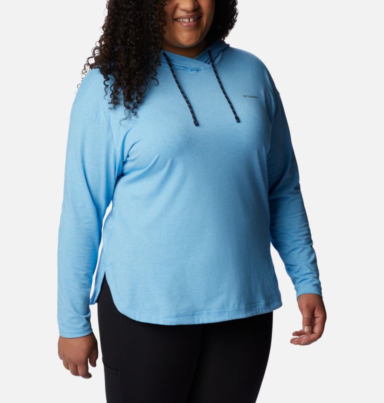 Women's Sun Trek Hooded Pullover - Plus Size, Color: Vista Blue Heather, image 5