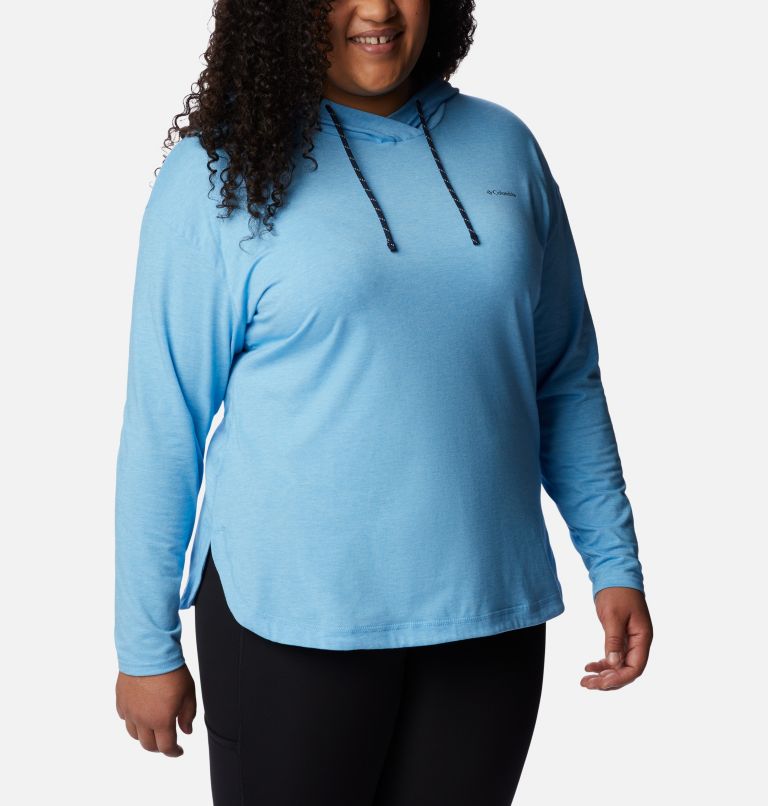 Women's Sun Trek Hooded Pullover - Plus Size, Color: Vista Blue Heather, image 5