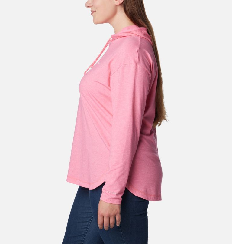 Thumbnail: Women's Sun Trek Hooded Pullover - Plus Size, Color: Camellia Rose Heather, image 3