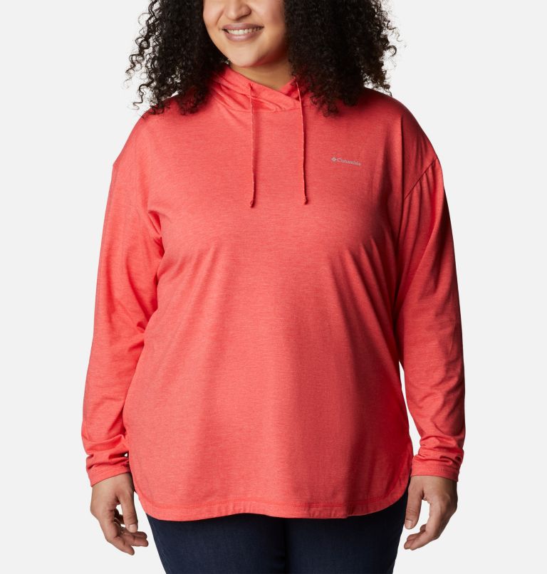 Women's Sun Trek Hooded Pullover - Plus Size, Color: Red Hibiscus Heather, image 1
