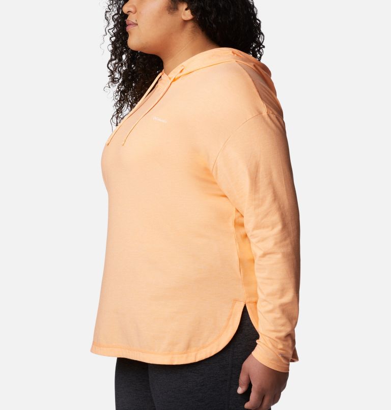 Thumbnail: Women's Sun Trek Hooded Pullover - Plus Size, Color: Peach Heather, image 3