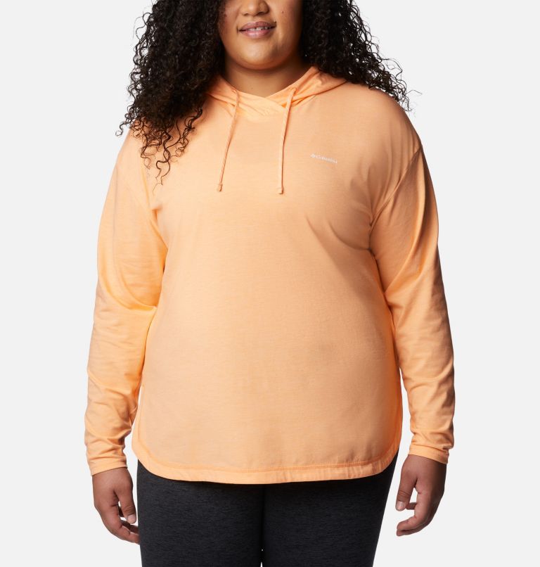 Thumbnail: Women's Sun Trek Hooded Pullover - Plus Size, Color: Peach Heather, image 1