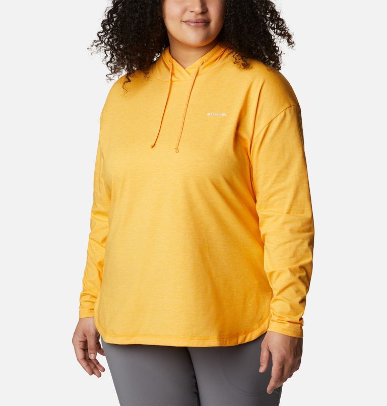 Thumbnail: Women's Sun Trek Hooded Pullover - Plus Size, Color: Mango Heather, image 5