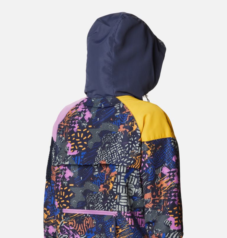 Women's Wallowa Park Windbreaker, Color: Nocturnal, Blossom Pink, Bright Gold, image 6