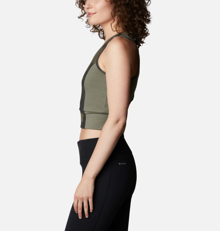 Women's Windgates II Technical Cropped Top, Color: Stone Green, Spotted Camo, image 3