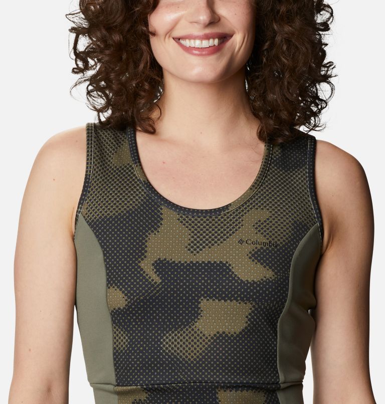Women's Windgates II Technical Cropped Top, Color: Stone Green, Spotted Camo, image 4