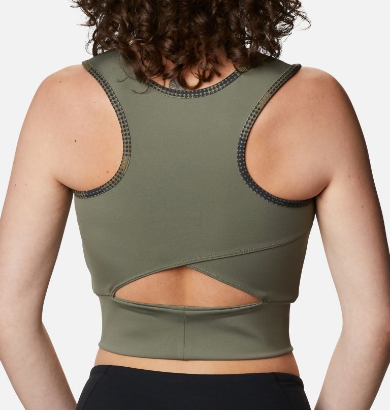 Women's Windgates II Technical Cropped Top, Color: Stone Green, Spotted Camo, image 5