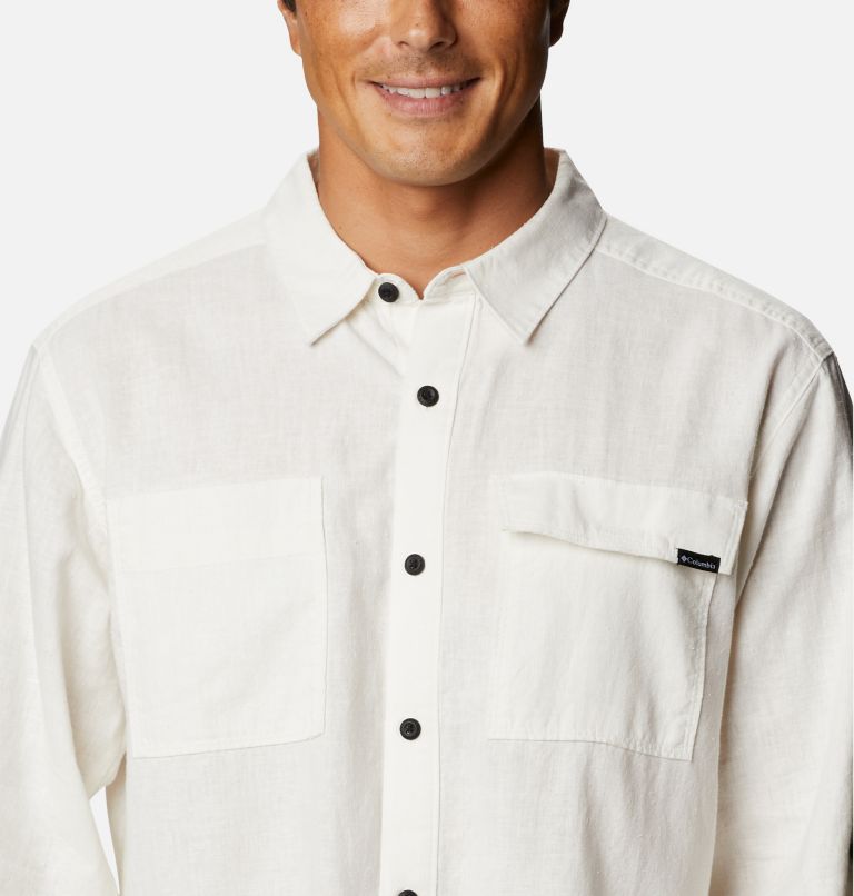 Thumbnail: Men's Clarkwall Hemp Chambray Long Sleeve Shirt, Color: White, image 4