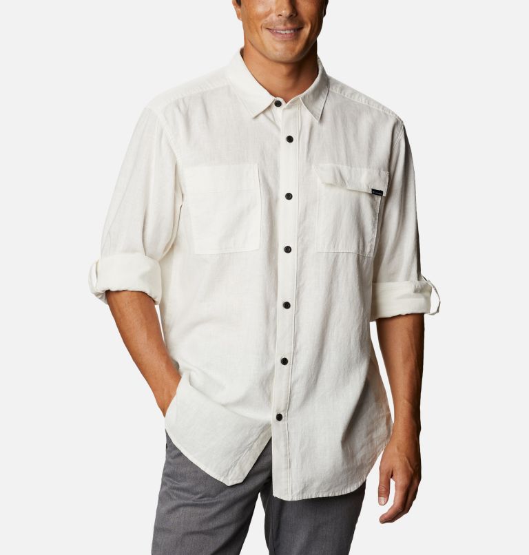 Thumbnail: Men's Clarkwall Hemp Chambray Long Sleeve Shirt, Color: White, image 5