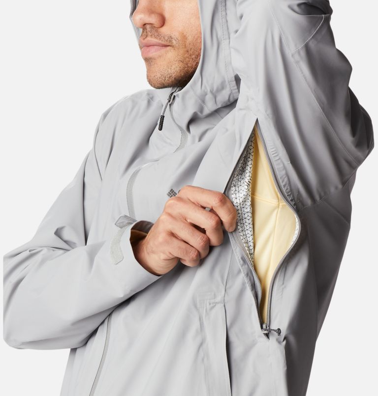 Men's Omni-Tech Ampli-Dry Rain Shell Jacket, Color: Columbia Grey, image 7