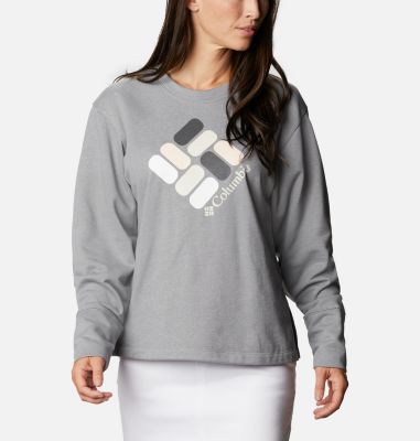 Sweat-shirt &Eacute;ponge Logo&trade; Femme Columbia Logo&trade; French Terry Crew | 036 | S, Monument Heather, Gem Graphic, front
