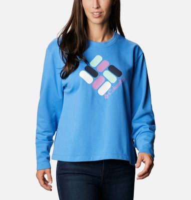 Sweat-shirt &Eacute;ponge Logo&trade; Femme Columbia Logo&trade; French Terry Crew | 036 | S, Harbor Blue, Gem Graphic, front