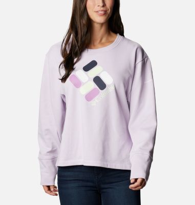 Sweat-shirt &Eacute;ponge Logo&trade; Femme Columbia Logo&trade; French Terry Crew | 036 | S, Pale Lilac, Gem Graphic, front