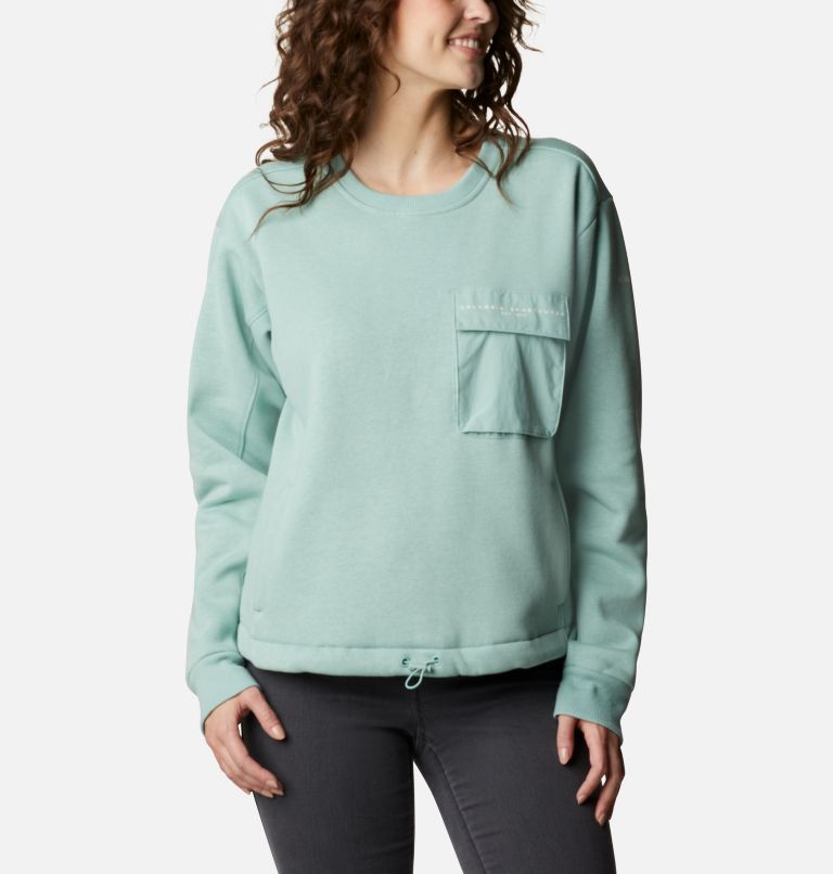Women's Lodge III Crew Sweatshirt, Color: Aqua Tone
