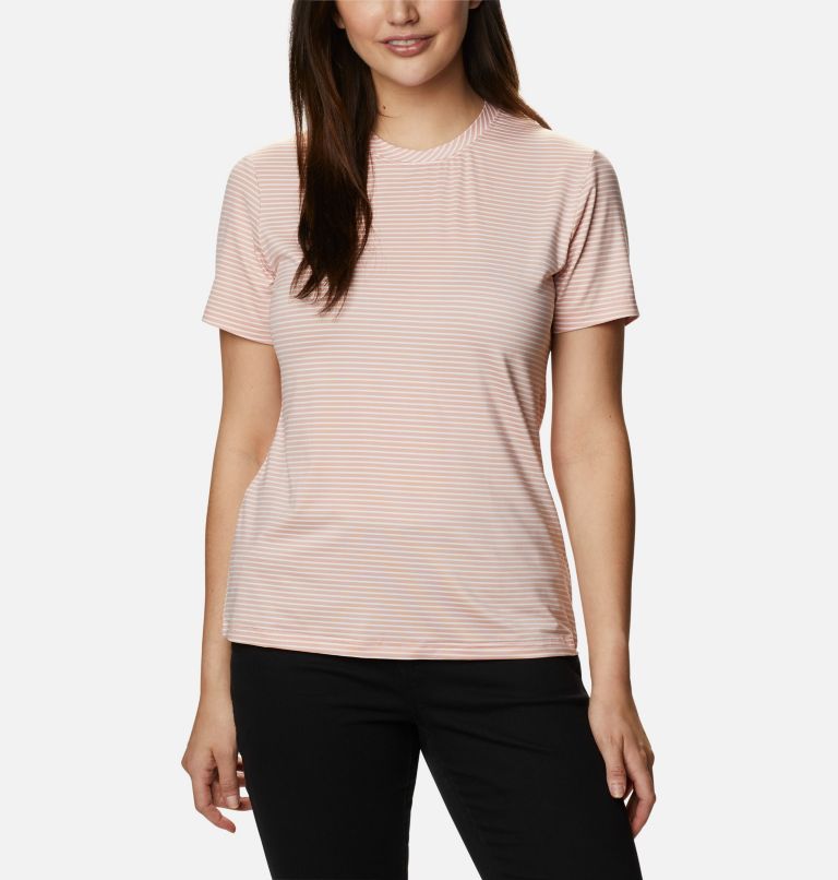 Women's Firwood Camp II Technical T-Shirt, Color: Faux Pink, White Stripe, image 1