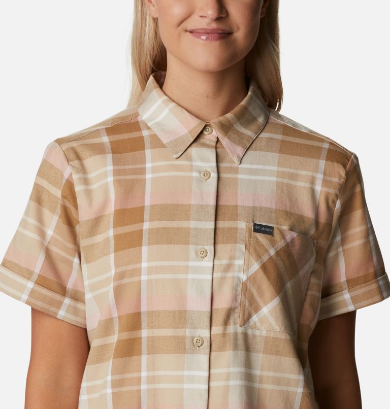 Chemise extensible à manches longues Anytime Casual Femme, Color: Ancient Fossil Madras, image 4