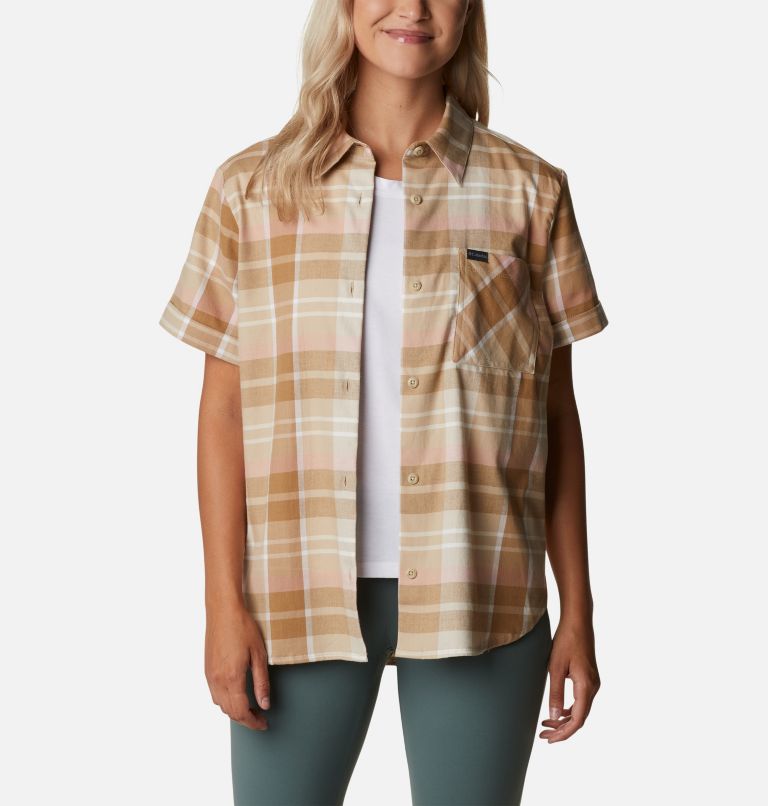 Thumbnail: Chemise extensible à manches longues Anytime Casual Femme, Color: Ancient Fossil Madras, image 6