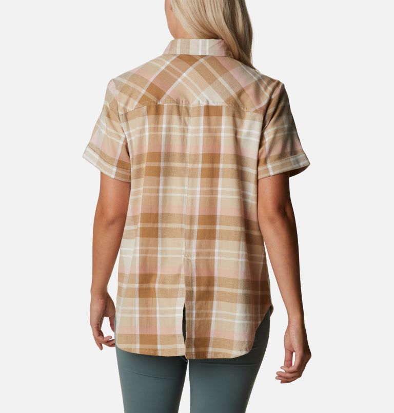 Women's Anytime Casual Stretch Short Sleeve Shirt, Color: Ancient Fossil Madras, image 2