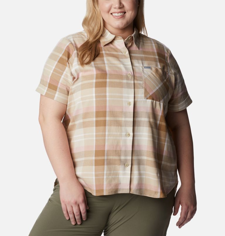 Women's Anytime Casual Stretch Short Sleeve Shirt - Plus Size, Color: Ancient Fossil Madras, image 1