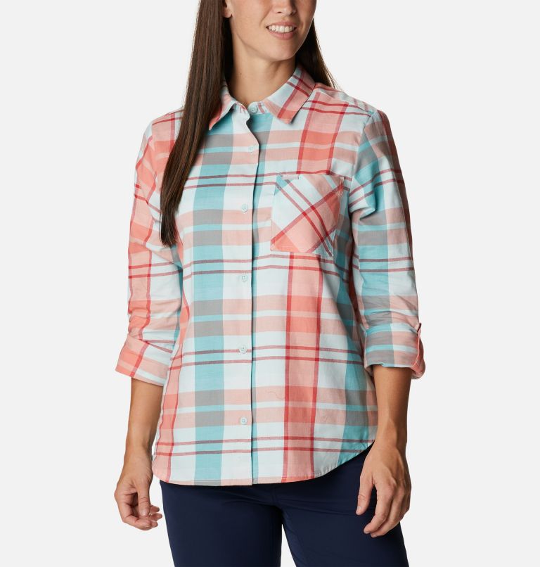 Thumbnail: Women's Anytime Casual II Stretch Long Sleeve T-Shirt, Color: Icy Morn Madras, image 6