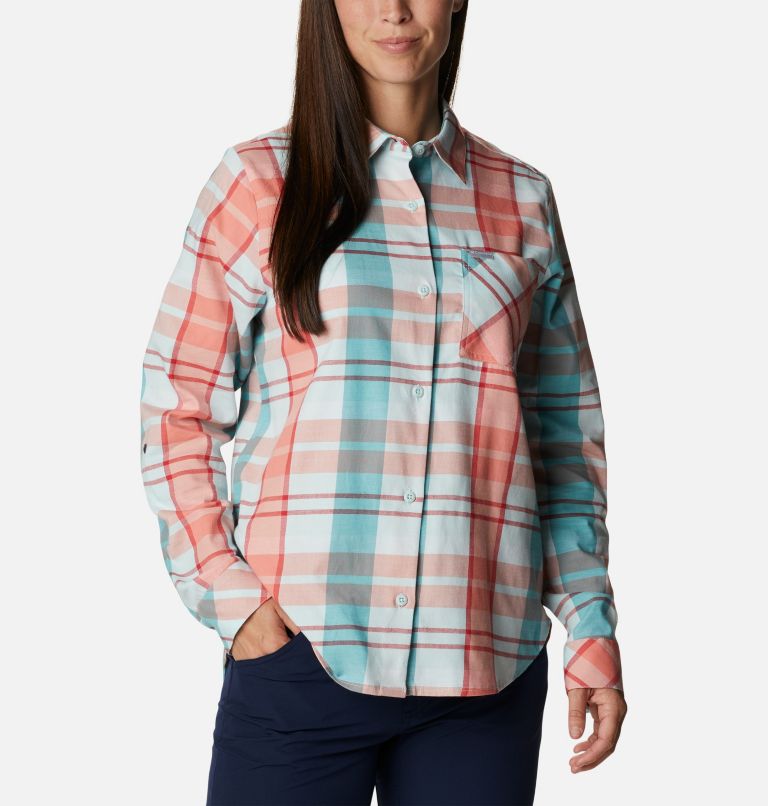 Thumbnail: Women's Anytime Casual II Stretch Long Sleeve T-Shirt, Color: Icy Morn Madras, image 1