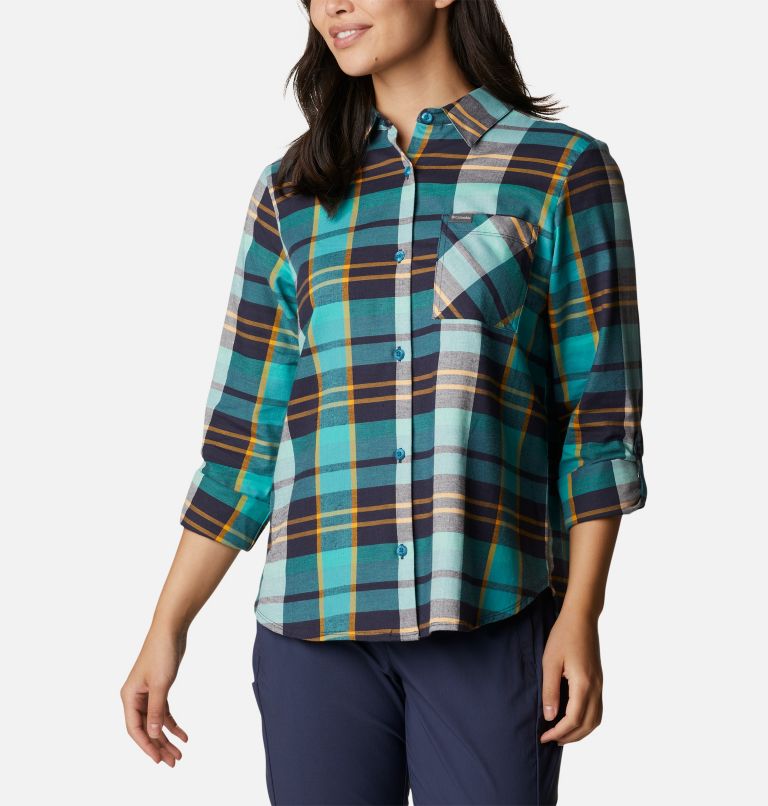 Thumbnail: Women's Anytime Casual II Stretch Long Sleeve T-Shirt, Color: Nocturnal Madras, image 5