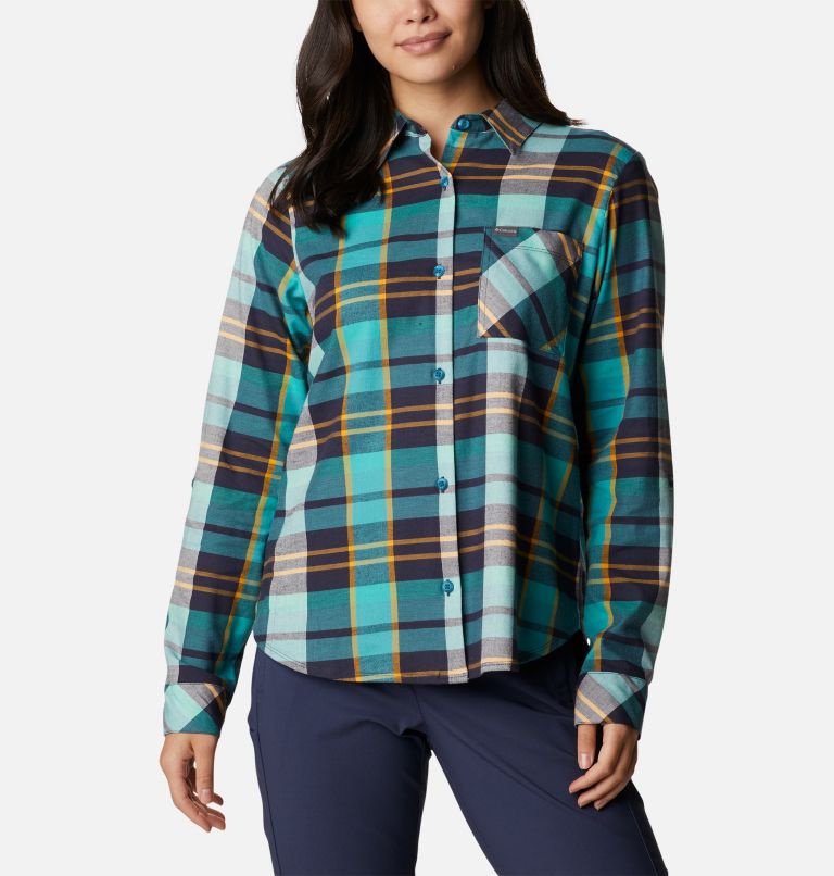 Women's Anytime Casual II Stretch Long Sleeve T-Shirt, Color: Nocturnal Madras