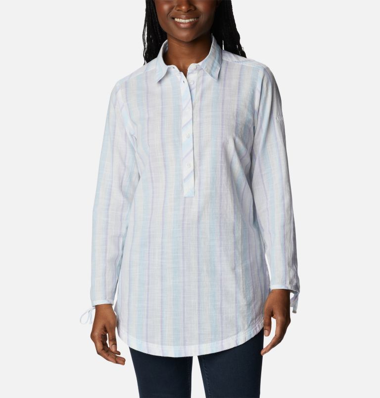 Women's Camp Henry II Tunic, Color: Purple Tint, Blocky Stripe, image 1