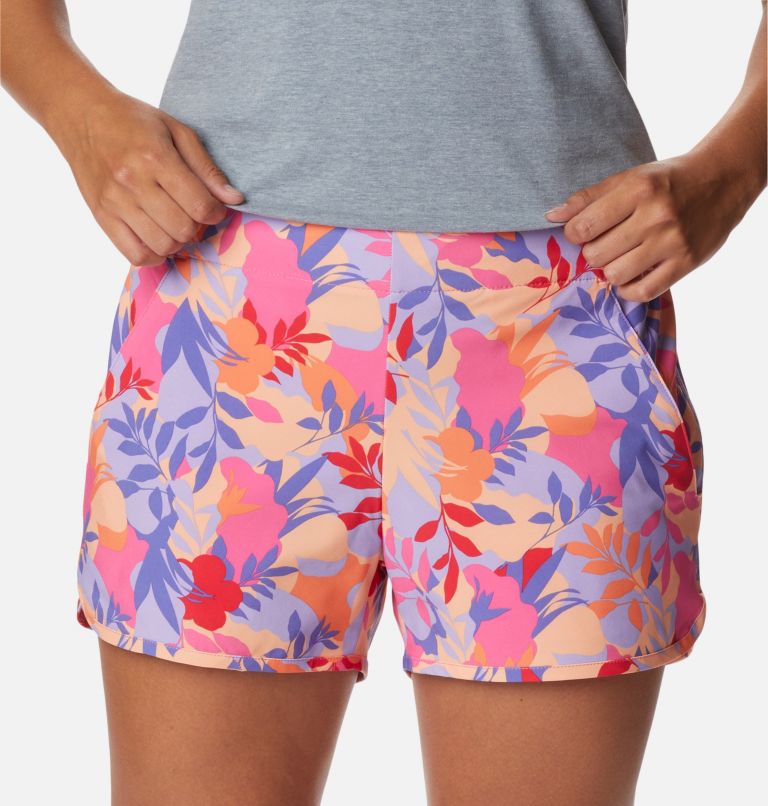 Women's Pleasant Creek Stretch Shorts, Color: Wild Geranium, Floriated, image 4