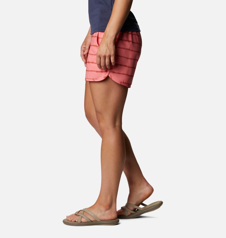 Women's Pleasant Creek Stretch Shorts, Color: Salmon, Teak Brown Tie Dye Stripe, image 3