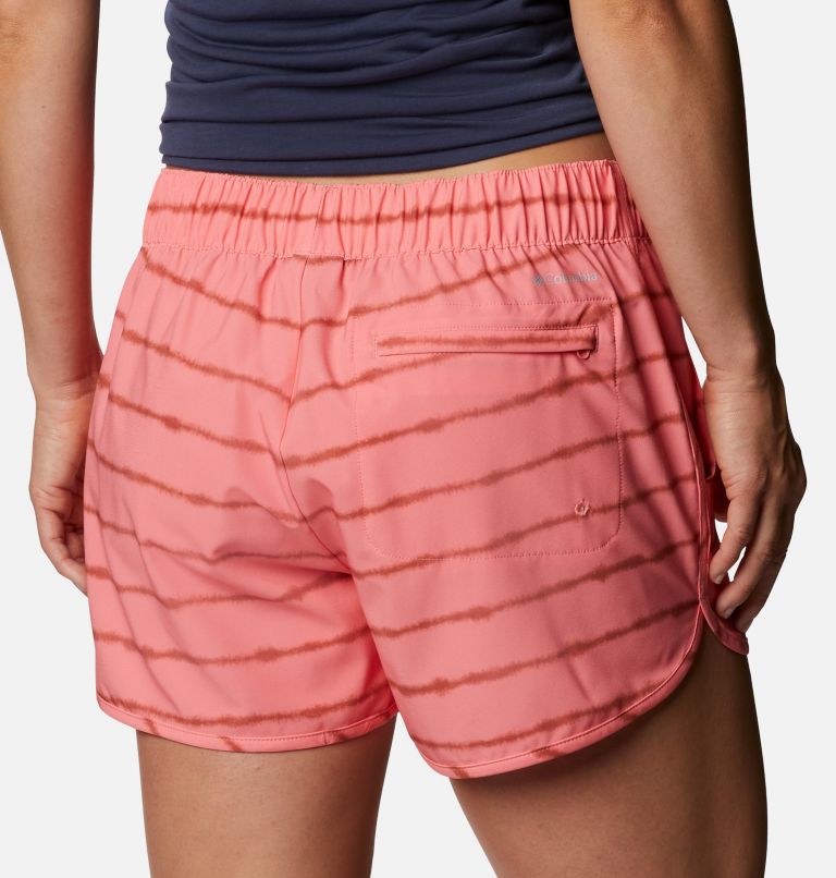 Women's Pleasant Creek Stretch Shorts, Color: Salmon, Teak Brown Tie Dye Stripe, image 5