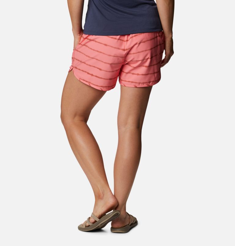 Women's Pleasant Creek Stretch Shorts, Color: Salmon, Teak Brown Tie Dye Stripe, image 2