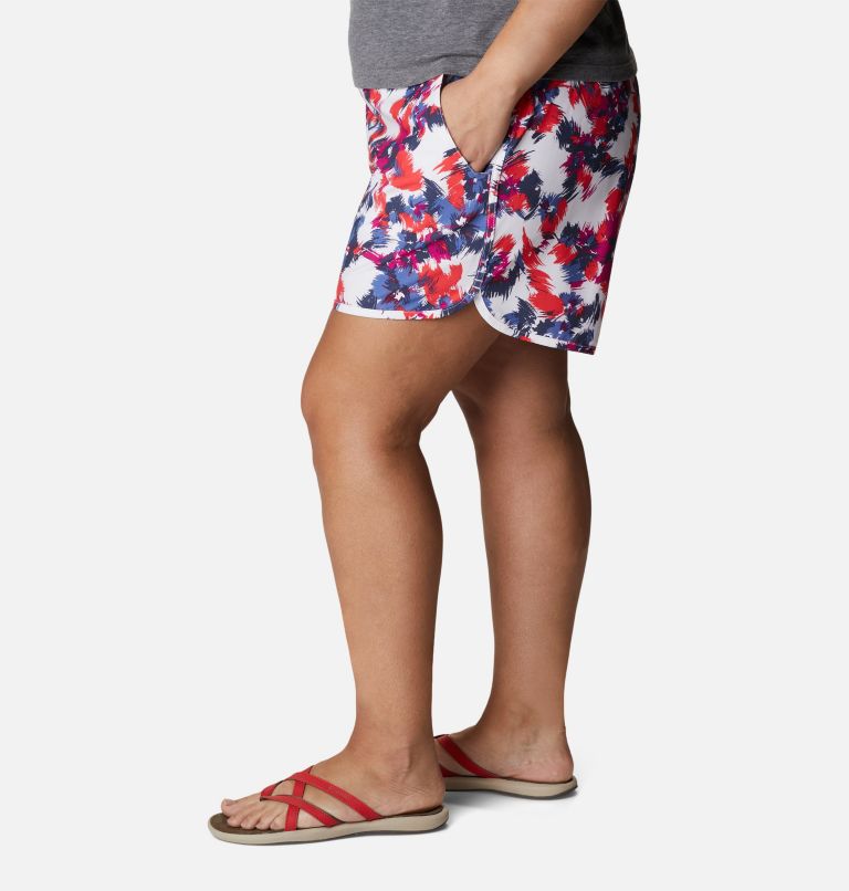 Thumbnail: Women's Pleasant Creek Stretch Shorts - Plus Size, Color: White Typhoon Blooms Multi, image 3