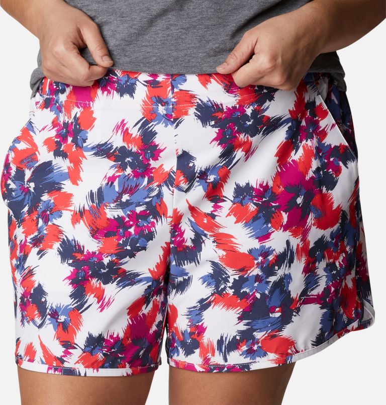 Thumbnail: Women's Pleasant Creek Stretch Shorts - Plus Size, Color: White Typhoon Blooms Multi, image 4