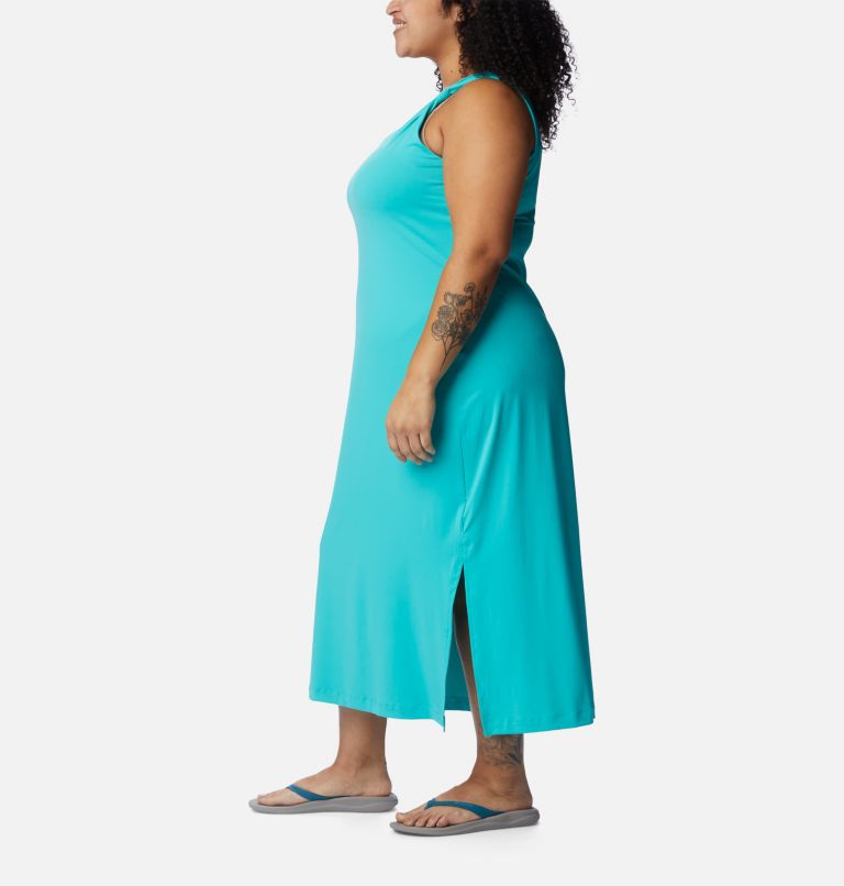 Thumbnail: Women's Chill River Midi Dress - Plus Size, Color: Bright Aqua, image 3