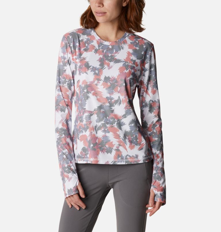 Chandail à manches longues Sun Deflector Summerdry pour femme, Color: White Typhoon Blooms, image 1