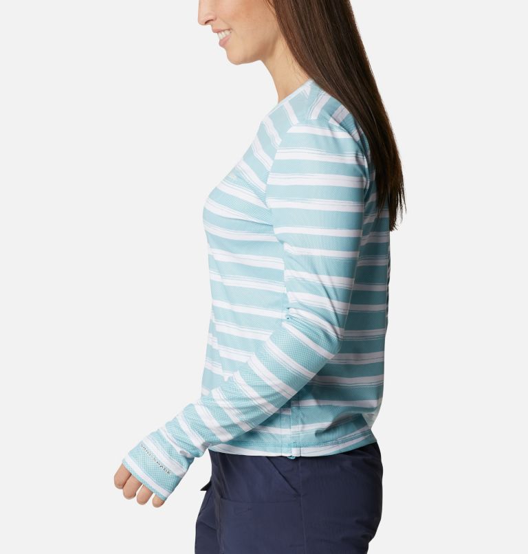 Women's Sun Deflector Summerdry Long Sleeve Shirt, Color: Sea Wave Brush Stripe
