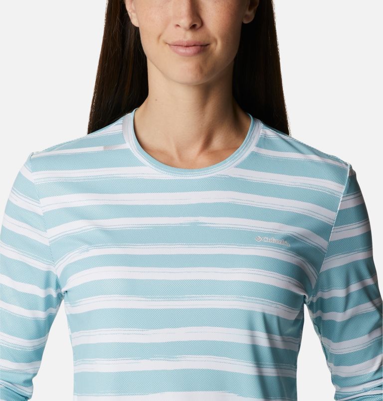 Women's Sun Deflector Summerdry Long Sleeve Shirt, Color: Sea Wave Brush Stripe, image 4