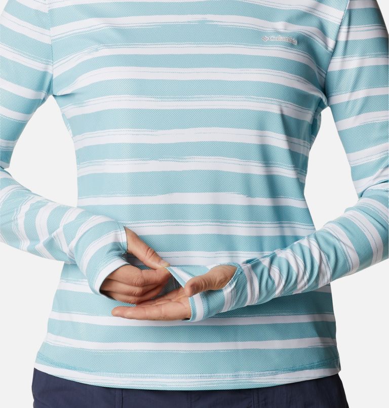 W Sun Deflector Summerdry LS Shirt, Color: Sea Wave Brush Stripe, image 5