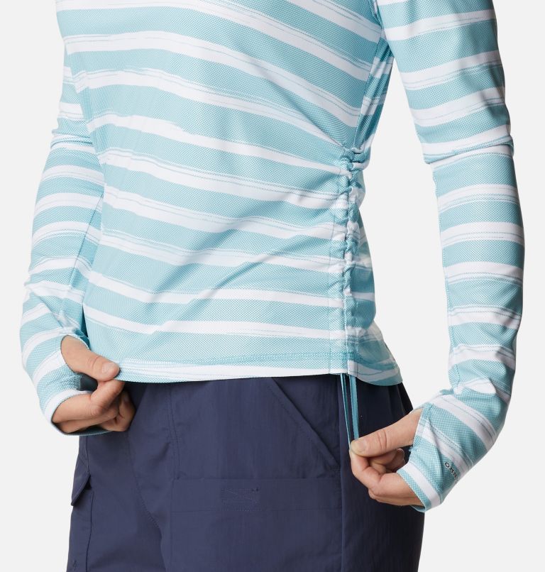 Women's Sun Deflector Summerdry Long Sleeve Shirt, Color: Sea Wave Brush Stripe, image 6