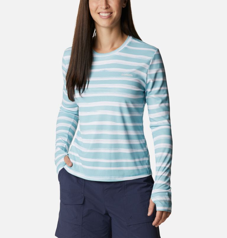 W Sun Deflector Summerdry LS Shirt, Color: Sea Wave Brush Stripe, image 1