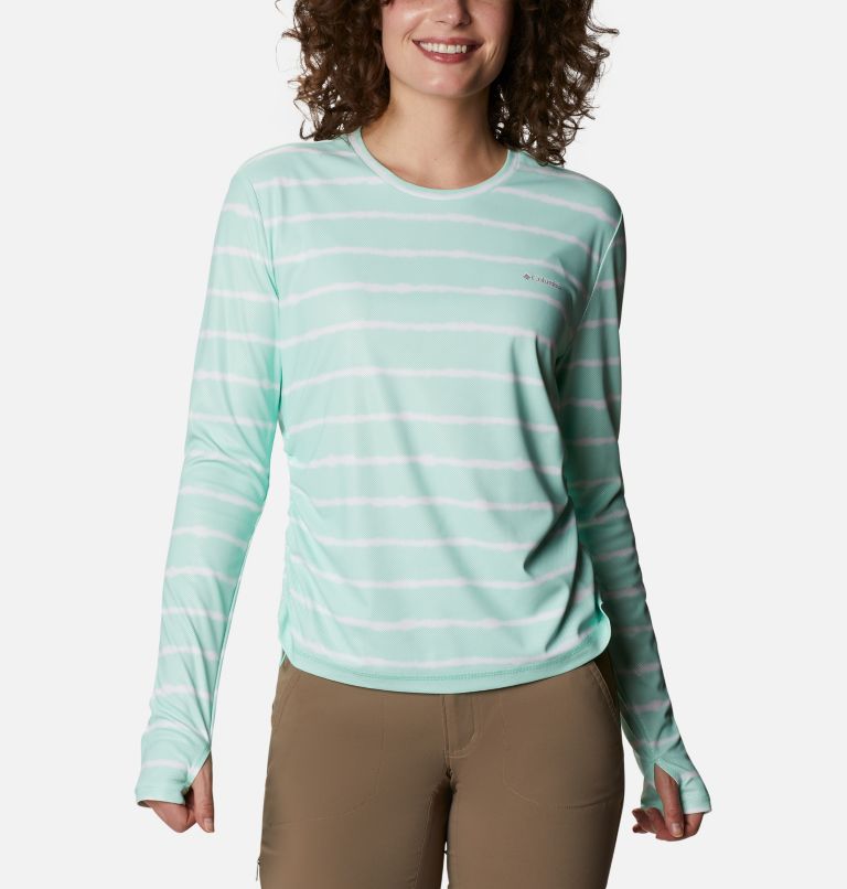 Chandail à manches longues Sun Deflector Summerdry pour femme, Color: Mint Cay Tie Dye Stripe, image 1