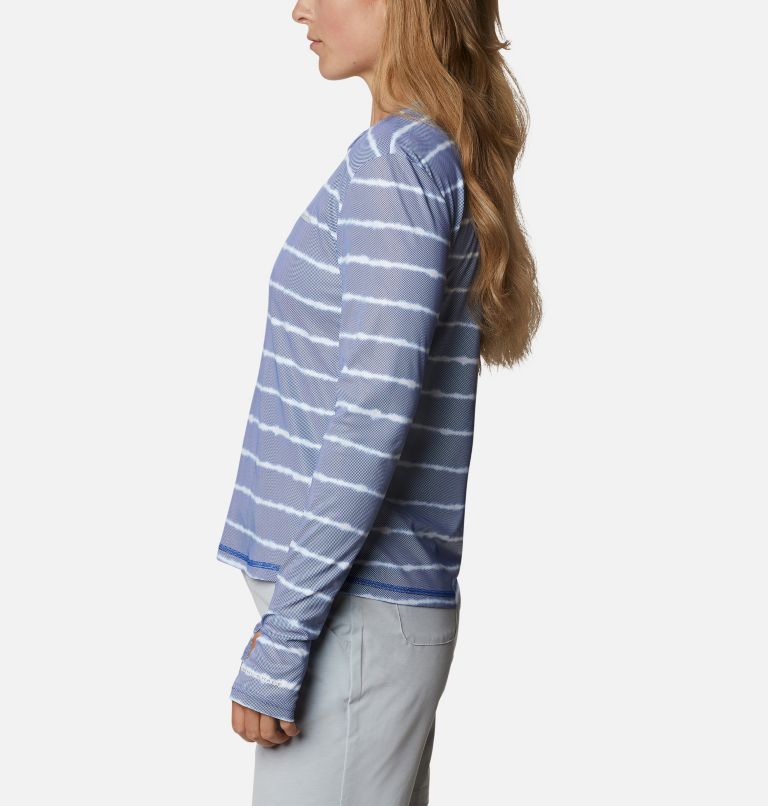 Women's Sun Deflector Summerdry Long Sleeve Shirt, Color: Lapis Blue Tie Dye Stripe, image 3