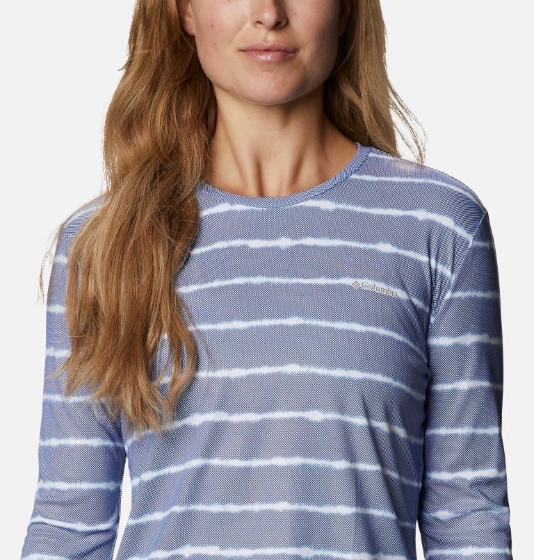Women's Sun Deflector Summerdry Long Sleeve Shirt, Color: Lapis Blue Tie Dye Stripe, image 4